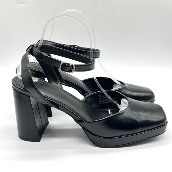 Farylrobin Shoes - Faryl By Farylrobin Womens Size 11 Black‎ Vegan Leather Block Heels Pumps Shoes